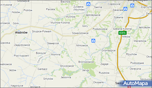 mapa Mirkowice gmina Bodzechów, Mirkowice gmina Bodzechów na mapie Targeo