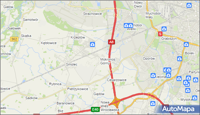 mapa Mokronos Górny, Mokronos Górny na mapie Targeo