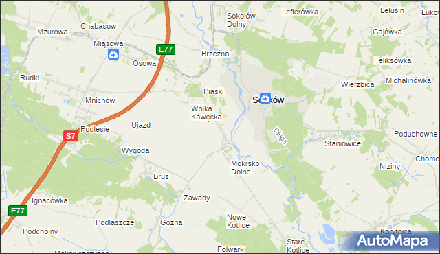 mapa Mokrsko Górne, Mokrsko Górne na mapie Targeo