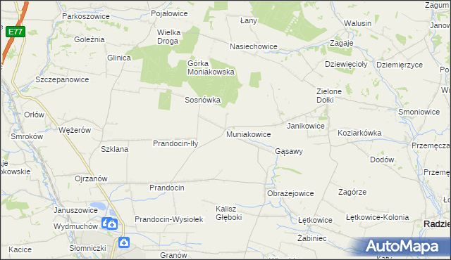 mapa Muniakowice, Muniakowice na mapie Targeo