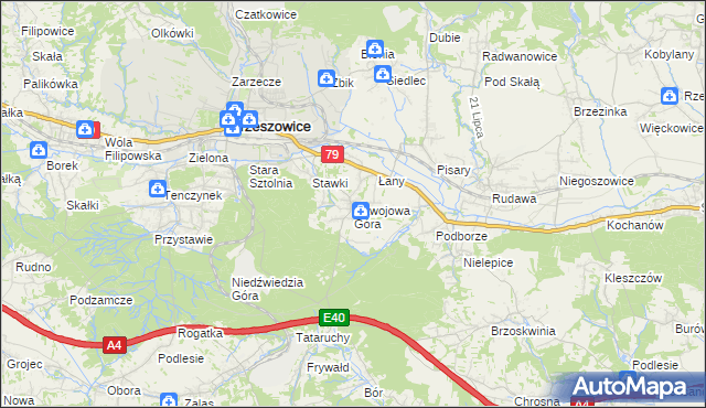 mapa Nawojowa Góra, Nawojowa Góra na mapie Targeo