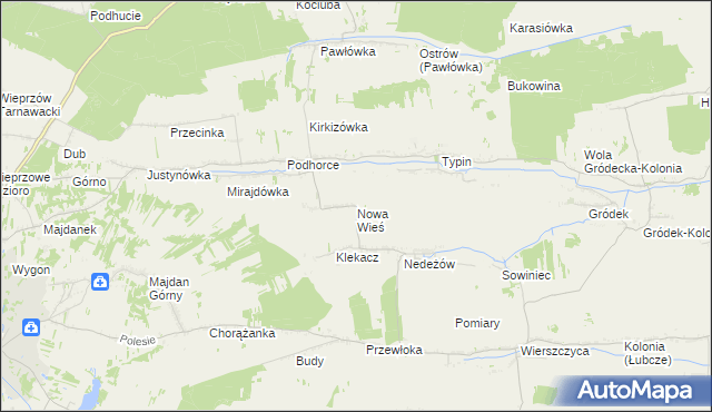 mapa Nowa Wieś gmina Tomaszów Lubelski, Nowa Wieś gmina Tomaszów Lubelski na mapie Targeo