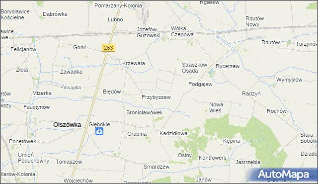 mapa Nowa Wioska gmina Olszówka, Nowa Wioska gmina Olszówka na mapie Targeo