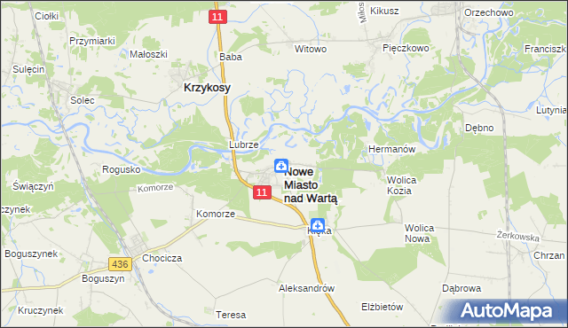 mapa Nowe Miasto nad Wartą, Nowe Miasto nad Wartą na mapie Targeo
