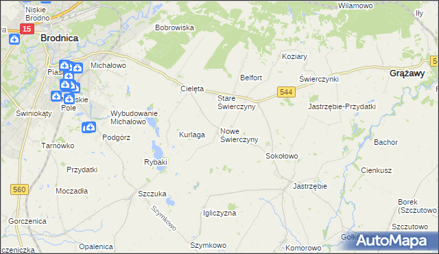 mapa Nowe Świerczyny, Nowe Świerczyny na mapie Targeo
