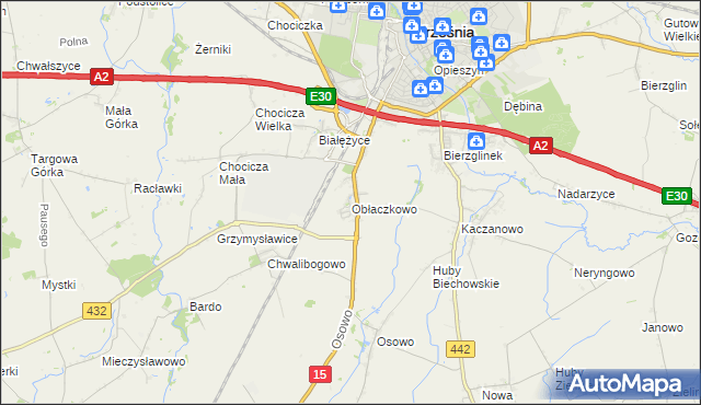 mapa Obłaczkowo, Obłaczkowo na mapie Targeo