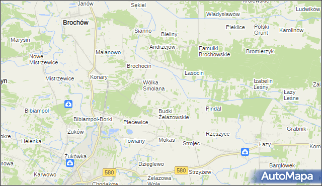 mapa Olszowiec gmina Brochów, Olszowiec gmina Brochów na mapie Targeo