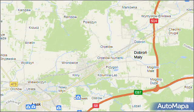 mapa Orpelów-Numerki, Orpelów-Numerki na mapie Targeo
