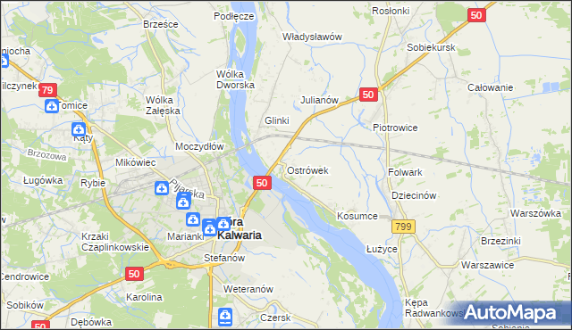 mapa Ostrówek gmina Karczew, Ostrówek gmina Karczew na mapie Targeo