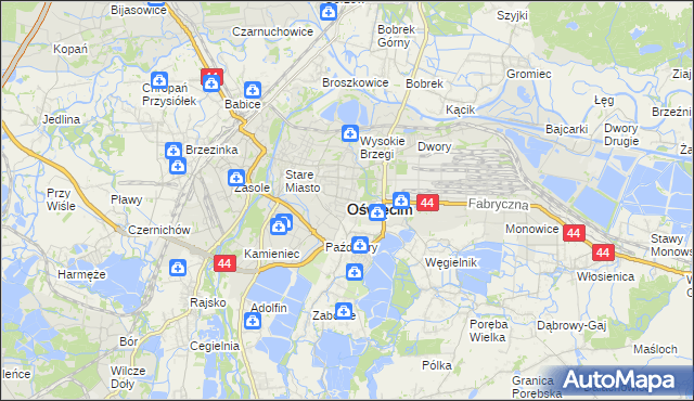 mapa Oświęcimia, Oświęcim na mapie Targeo