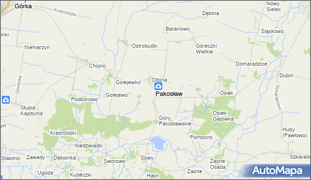 mapa Pakosław powiat rawicki, Pakosław powiat rawicki na mapie Targeo