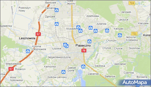 mapa Piaseczno, Piaseczno na mapie Targeo