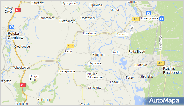 mapa Podlesie gmina Cisek, Podlesie gmina Cisek na mapie Targeo