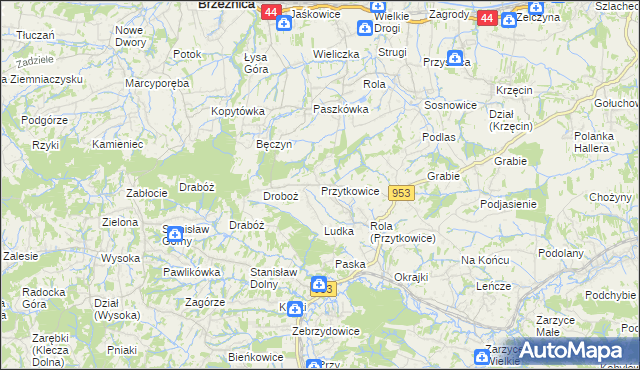 mapa Przytkowice, Przytkowice na mapie Targeo