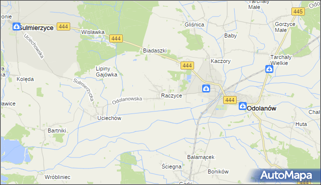 mapa Raczyce gmina Odolanów, Raczyce gmina Odolanów na mapie Targeo
