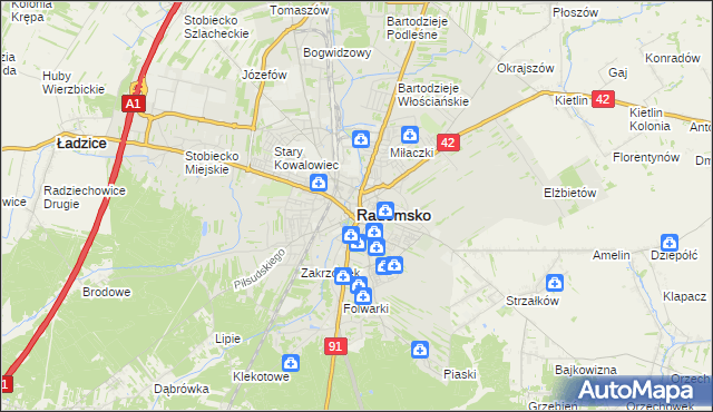 mapa Radomsko, Radomsko na mapie Targeo