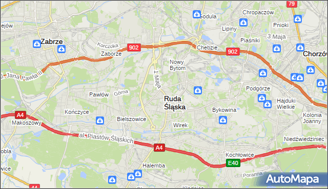 mapa Rudy Śląskiej, Ruda Śląska na mapie Targeo