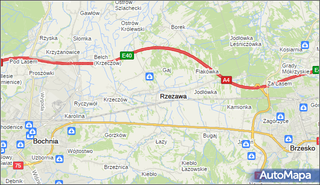 mapa Rzezawa, Rzezawa na mapie Targeo