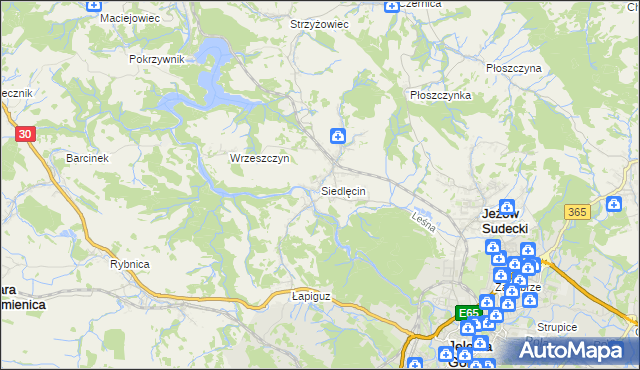 mapa Siedlęcin, Siedlęcin na mapie Targeo