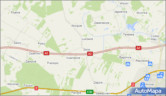 mapa Sitnik gmina Biała Podlaska, Sitnik gmina Biała Podlaska na mapie Targeo