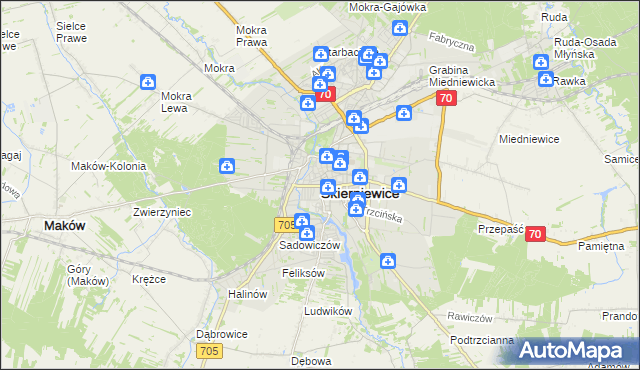 mapa Skierniewic, Skierniewice na mapie Targeo