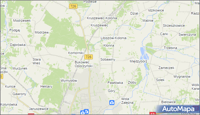 mapa Sobawiny, Sobawiny na mapie Targeo