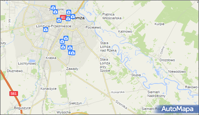 mapa Stara Łomża przy Szosie, Stara Łomża przy Szosie na mapie Targeo