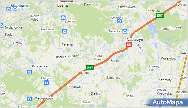 mapa Stara Wieś gmina Nadarzyn, Stara Wieś gmina Nadarzyn na mapie Targeo