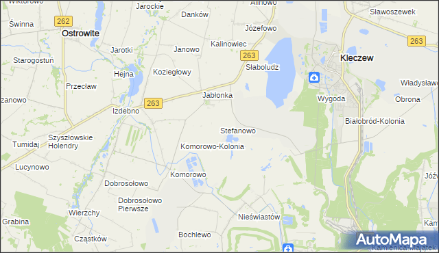 mapa Stefanowo gmina Kazimierz Biskupi, Stefanowo gmina Kazimierz Biskupi na mapie Targeo