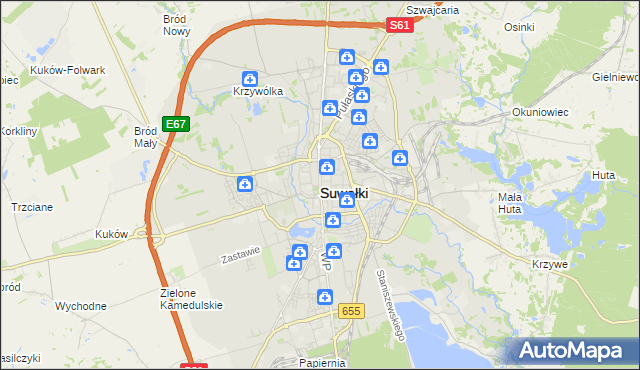 mapa Suwałk, Suwałki na mapie Targeo