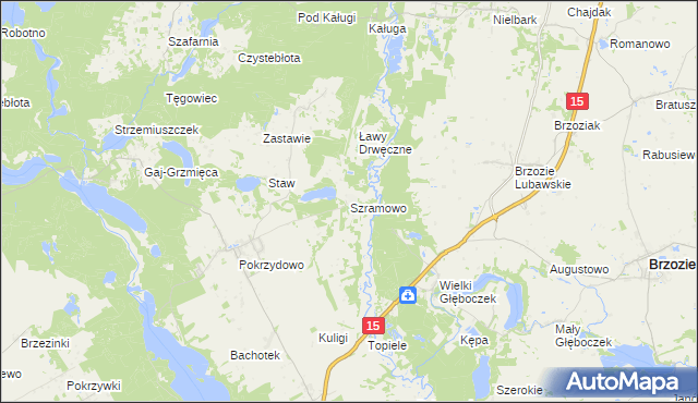 mapa Szramowo gmina Zbiczno, Szramowo gmina Zbiczno na mapie Targeo