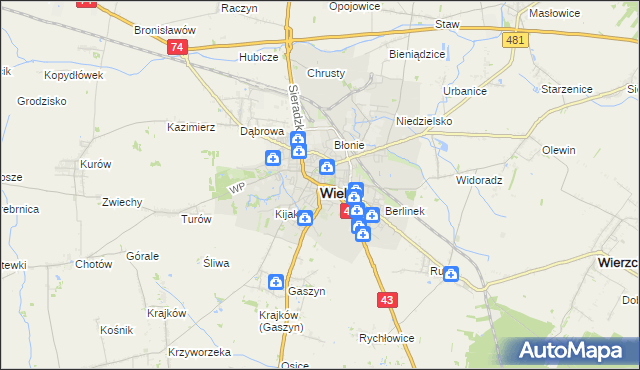 mapa Wieluń, Wieluń na mapie Targeo