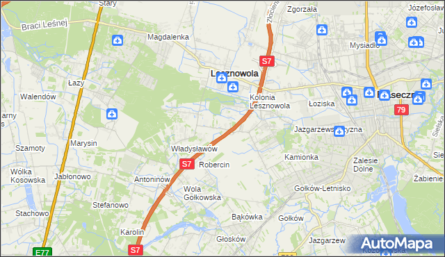 mapa Wilcza Góra gmina Lesznowola, Wilcza Góra gmina Lesznowola na mapie Targeo
