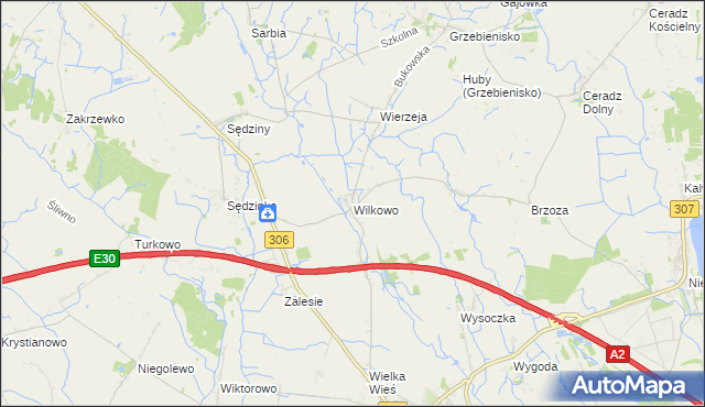 mapa Wilkowo gmina Duszniki, Wilkowo gmina Duszniki na mapie Targeo