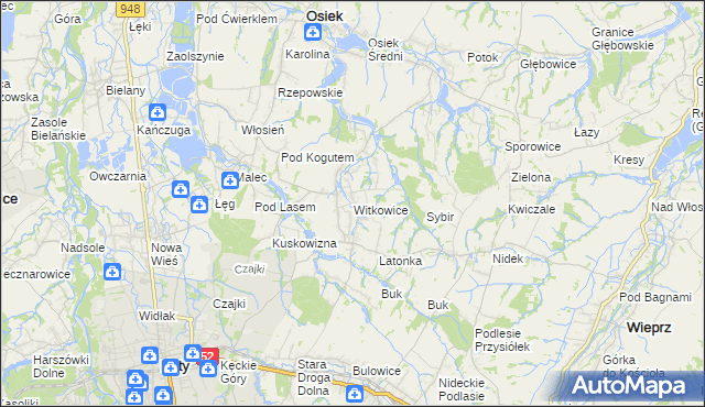 mapa Witkowice gmina Kęty, Witkowice gmina Kęty na mapie Targeo