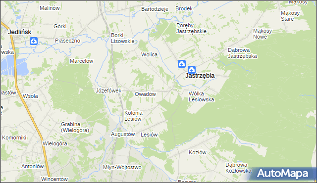 mapa Wojciechów gmina Jastrzębia, Wojciechów gmina Jastrzębia na mapie Targeo