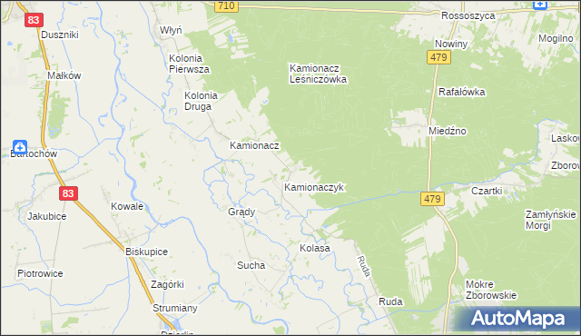 mapa Wojciechów gmina Sieradz, Wojciechów gmina Sieradz na mapie Targeo