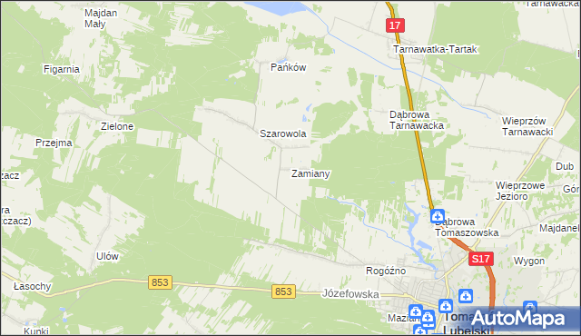 mapa Zamiany, Zamiany na mapie Targeo