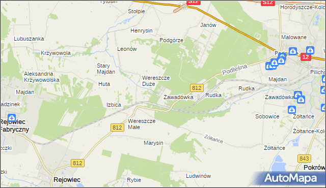 mapa Zawadówka gmina Rejowiec, Zawadówka gmina Rejowiec na mapie Targeo