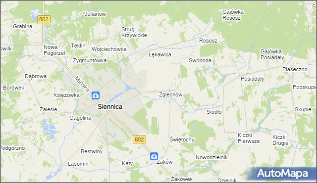 mapa Zglechów, Zglechów na mapie Targeo
