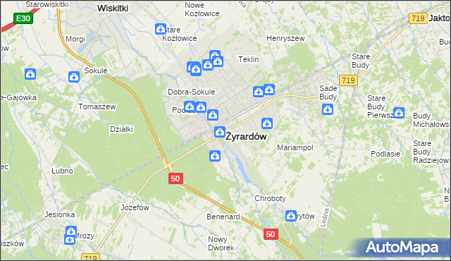 mapa Żyrardów, Żyrardów na mapie Targeo