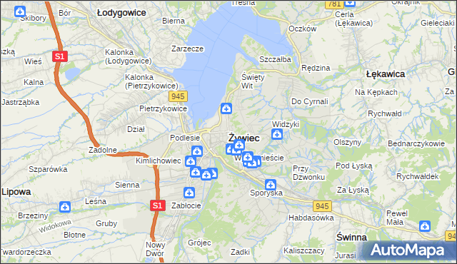 mapa Żywiec, Żywiec na mapie Targeo