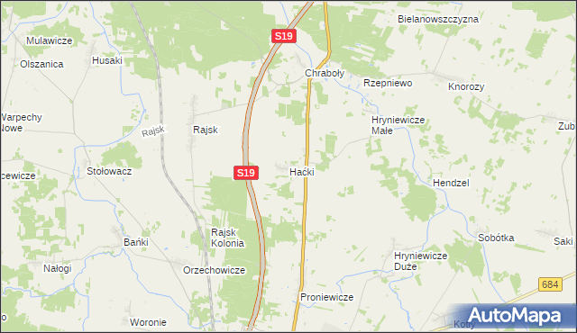 mapa Haćki, Haćki na mapie Targeo