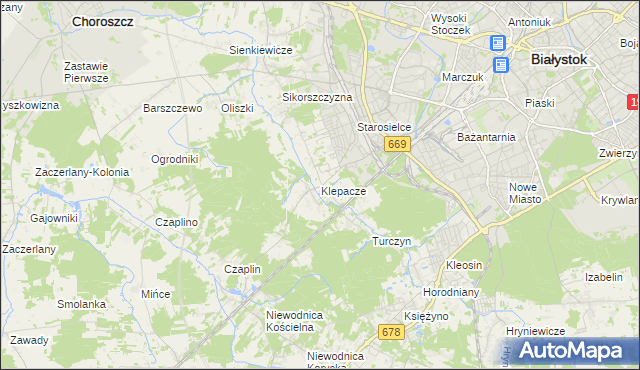 mapa Klepacze gmina Choroszcz, Klepacze gmina Choroszcz na mapie Targeo