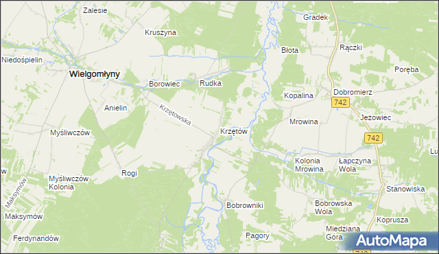 mapa Krzętów, Krzętów na mapie Targeo