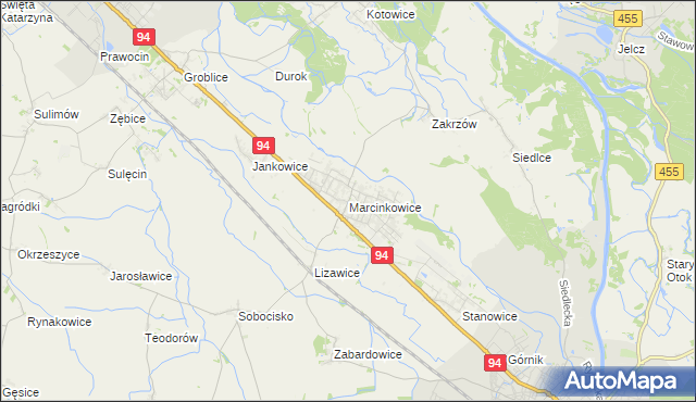 mapa Marcinkowice gmina Oława, Marcinkowice gmina Oława na mapie Targeo