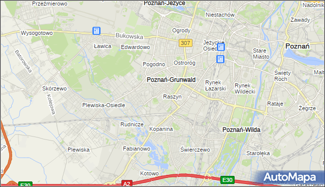 mapa Raszyn gmina Poznań, Raszyn gmina Poznań na mapie Targeo