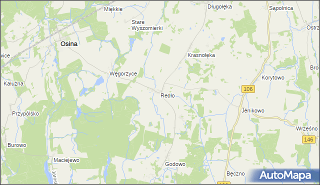 mapa Redło gmina Osina, Redło gmina Osina na mapie Targeo