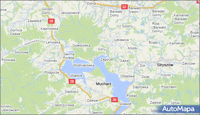 mapa Zagórze gmina Mucharz, Zagórze gmina Mucharz na mapie Targeo