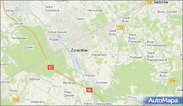 mapa Mariampol gmina Jaktorów, Mariampol gmina Jaktorów na mapie Targeo